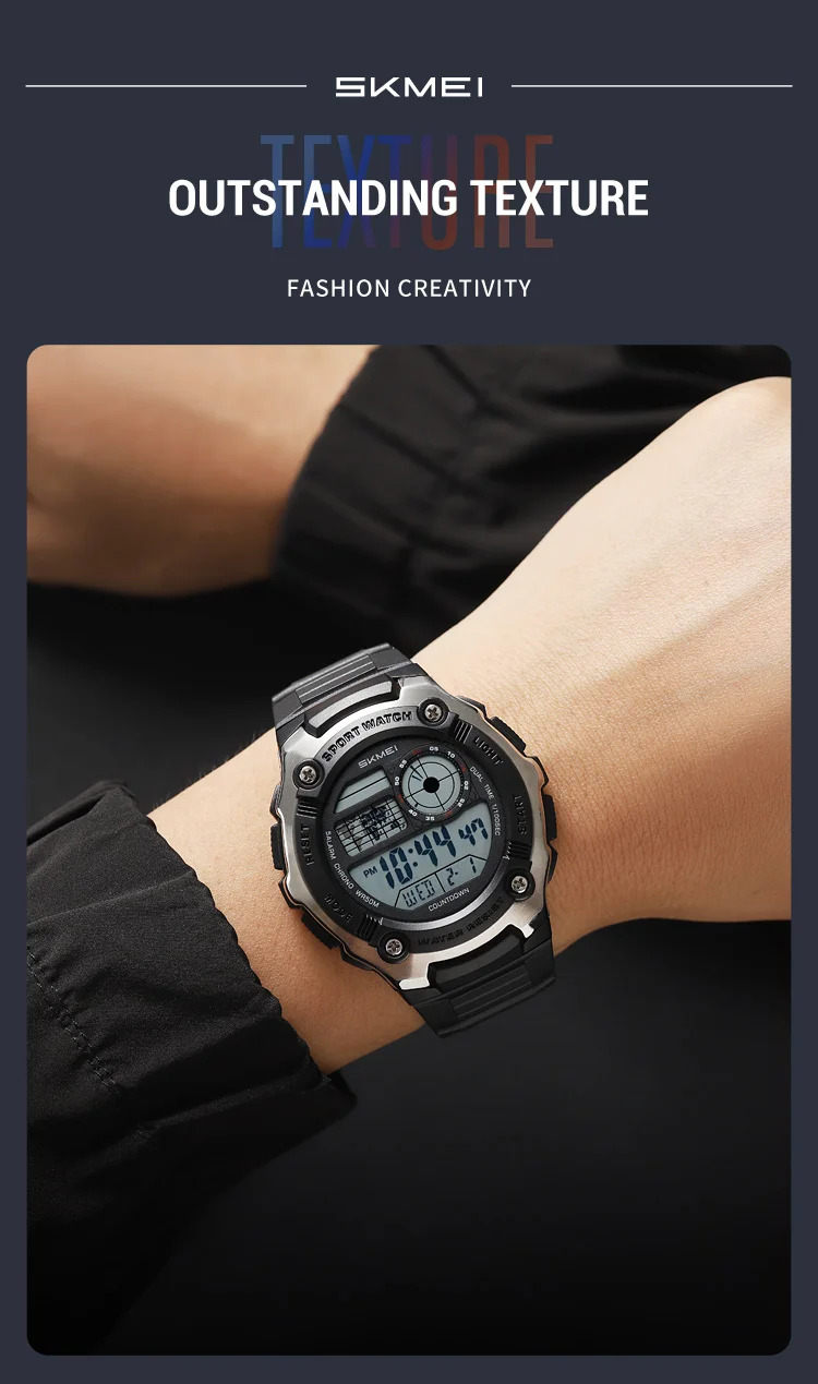 SKMEI Count Down Timer Military Sports Digital Wristwatches For Men Women Waterproof Date Electronics Watches Alarm Chrono Watch
