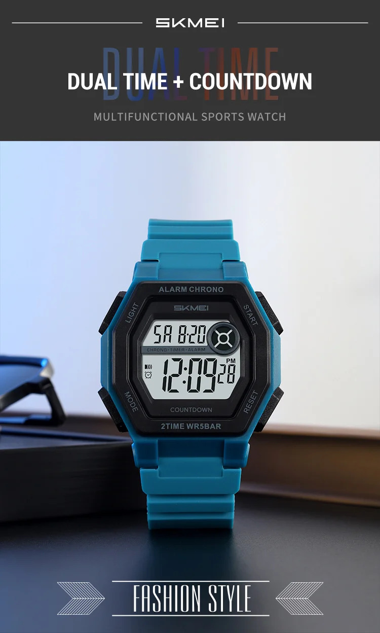 SKMEI Military Count Down Timer Alarm Digital Wristwatches For Men Women Waterproof Date Electronics Watches Chrono Sports Watch