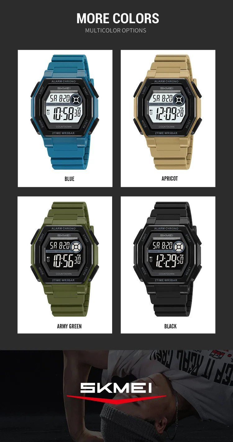SKMEI Military Count Down Timer Alarm Digital Wristwatches For Men Women Waterproof Date Electronics Watches Chrono Sports Watch