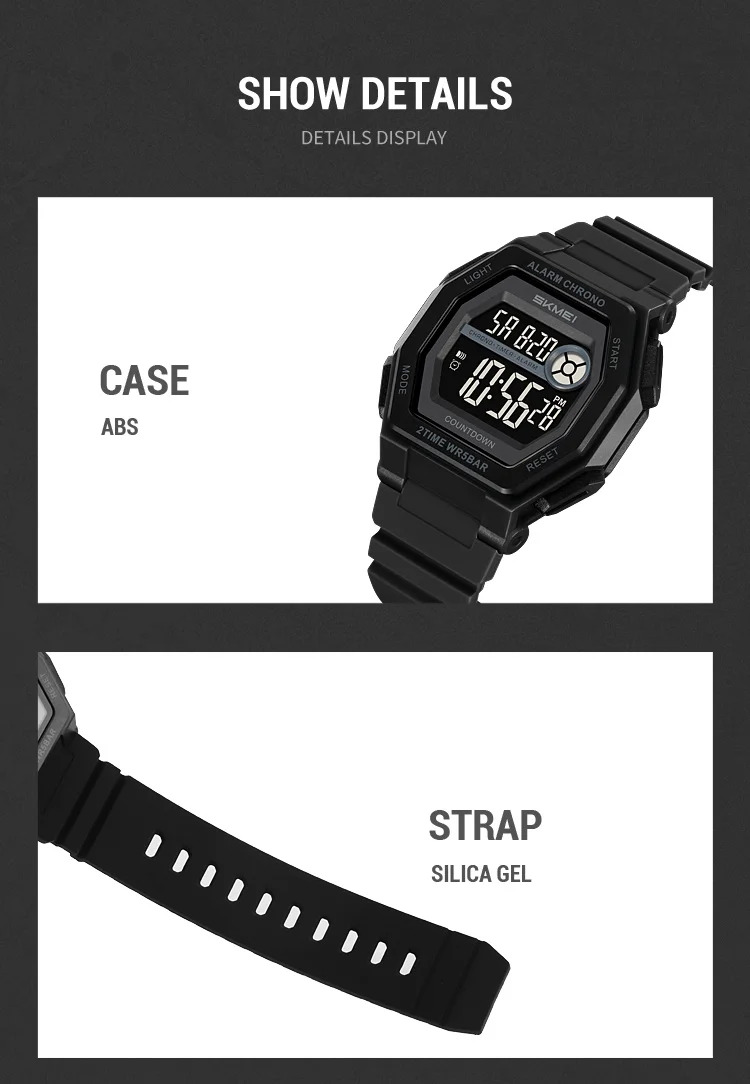 SKMEI Military Count Down Timer Alarm Digital Wristwatches For Men Women Waterproof Date Electronics Watches Chrono Sports Watch