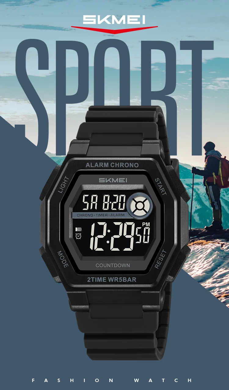 SKMEI Military Count Down Timer Alarm Digital Wristwatches For Men Women Waterproof Date Electronics Watches Chrono Sports Watch