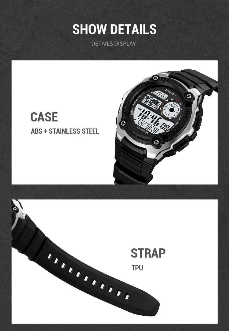 SKMEI Military Digital Electronics Wristwatches For Men Women Sports Waterproof Date Watches Alarm Chrono Count Down Timer Watch