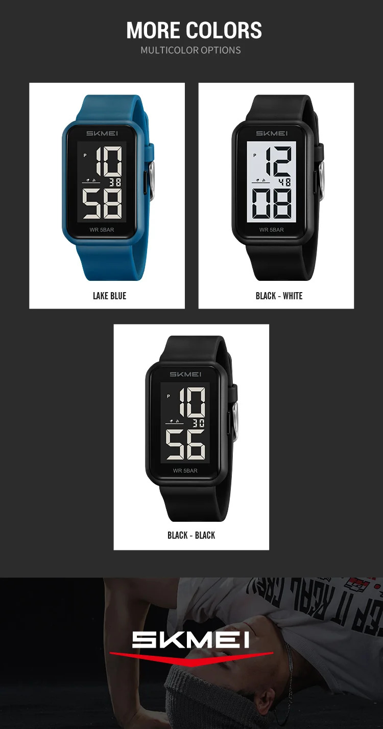 SKMEI Digital Watches For Men Women Countdown Sport Watch Fashion Waterproof Wristwatches Back Light Display Watch Reloj Hombre