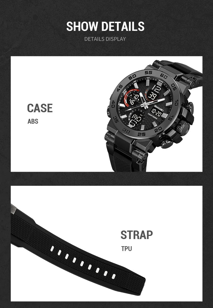 SKMEI 3Time Fashion Digital Electronic Watch Sports LED Light Quartz Watches For Men Waterproof Alarm Wristwatches Reloj Hombre