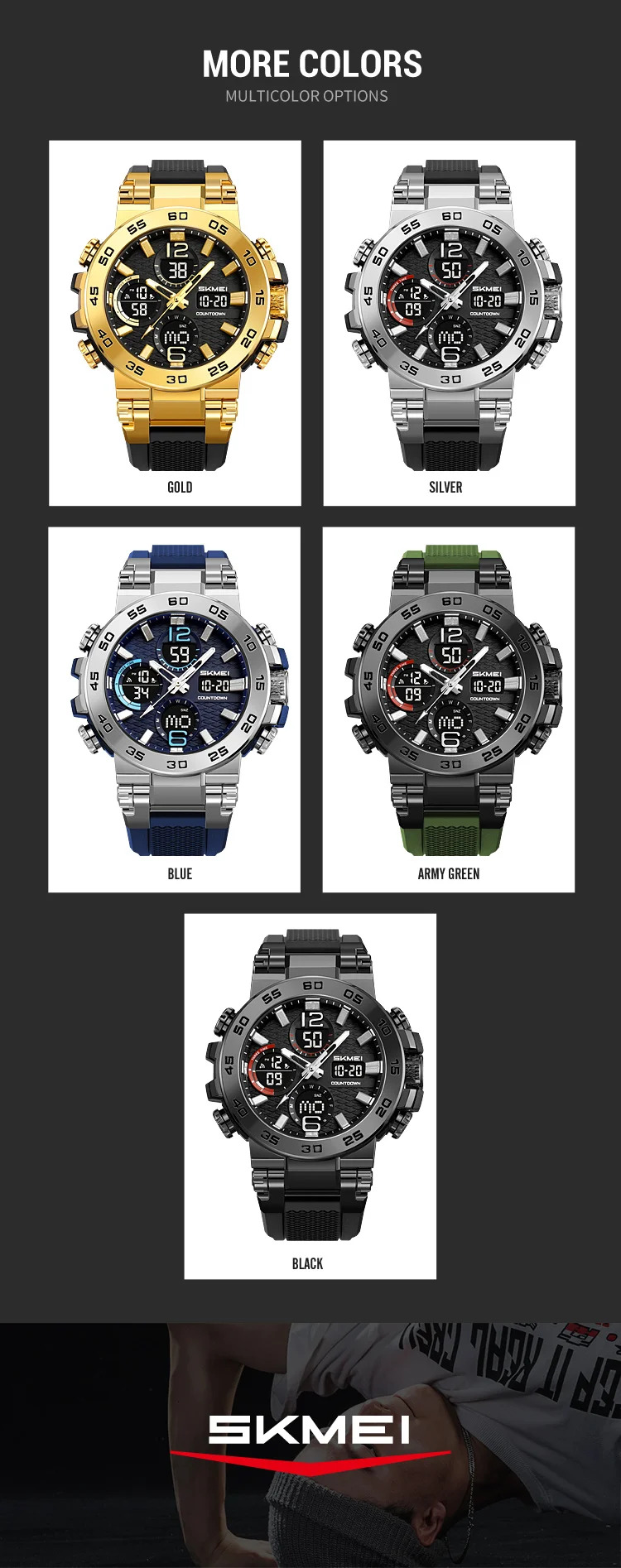 SKMEI 3Time Fashion Digital Electronic Watch Sports LED Light Quartz Watches For Men Waterproof Alarm Wristwatches Reloj Hombre