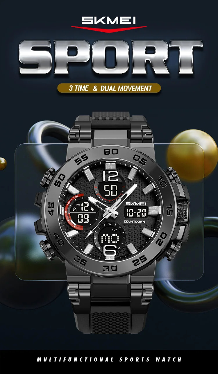 SKMEI 3Time Fashion Digital Electronic Watch Sports LED Light Quartz Watches For Men Waterproof Alarm Wristwatches Reloj Hombre