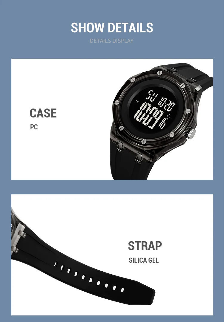 SKMEI Fashion Sports Digital Watch For Men Women Casual Week Date Quartz Watch Led Light Waterproof Wristwatch Relogio Masculino