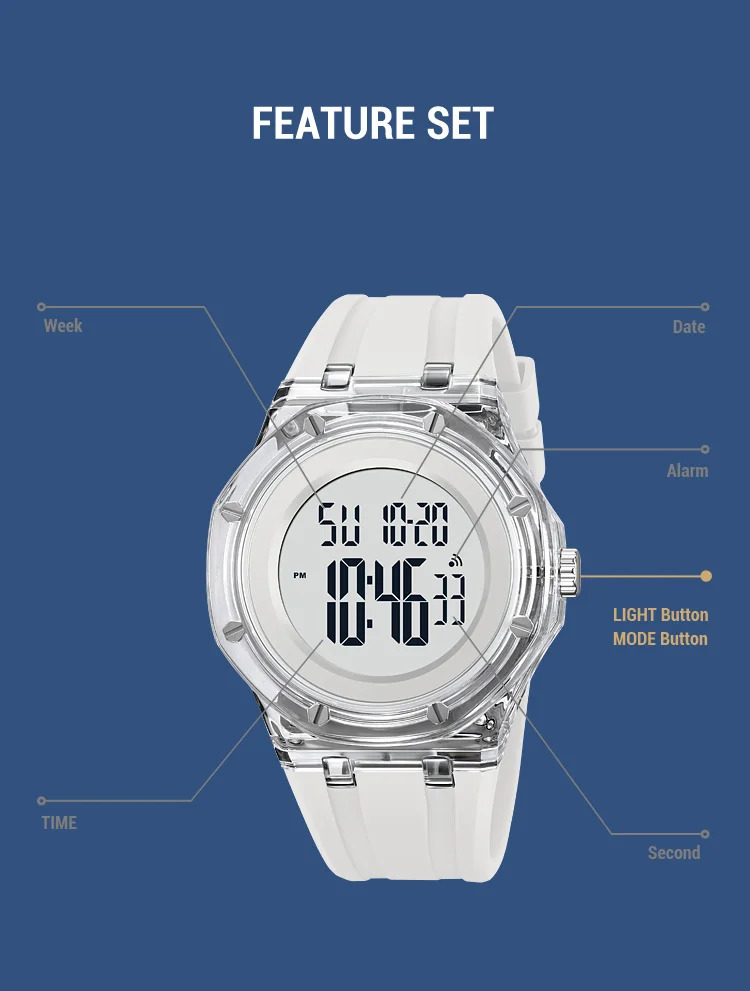 SKMEI Fashion Sports Digital Watch For Men Women Casual Week Date Quartz Watch Led Light Waterproof Wristwatch Relogio Masculino