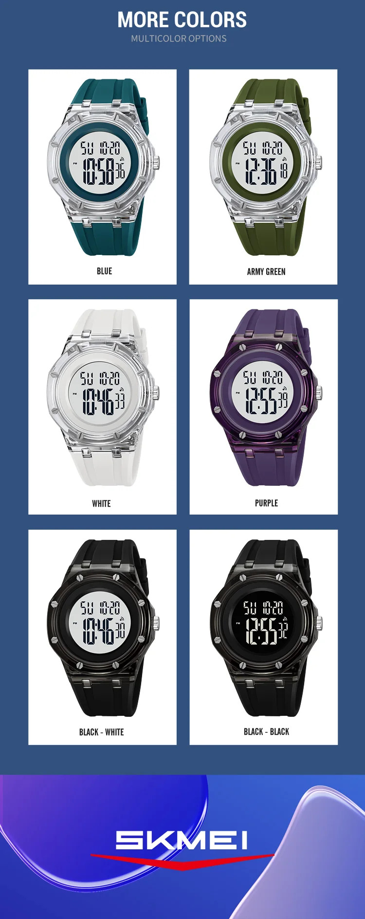 SKMEI Fashion Sports Digital Watch For Men Women Casual Week Date Quartz Watch Led Light Waterproof Wristwatch Relogio Masculino