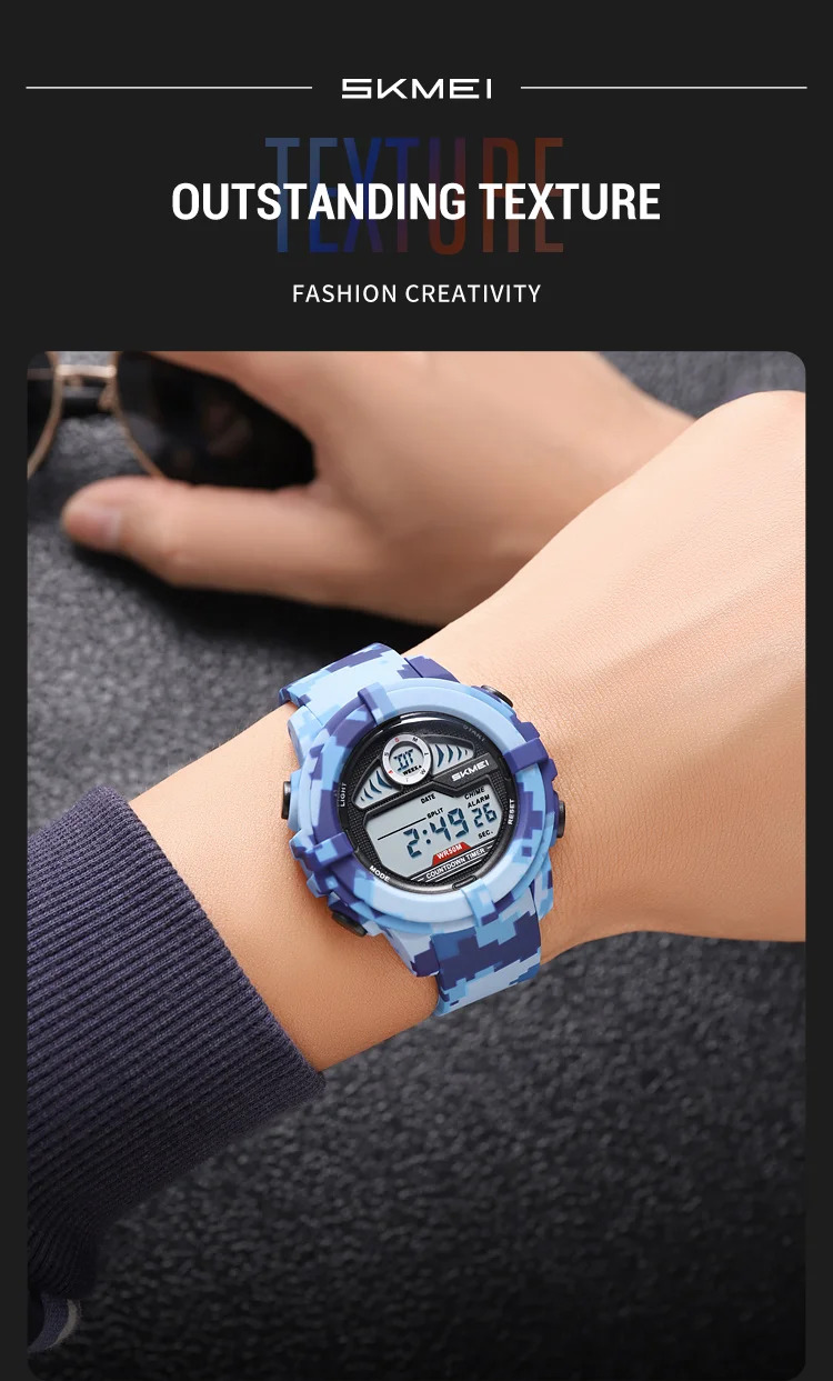 SKMEI Camouflage Chrono Digital Sport Electronic Watches For Men Women Fashion 5Bar Waterproof Stopwatch Wristwatch Reloj Hombre