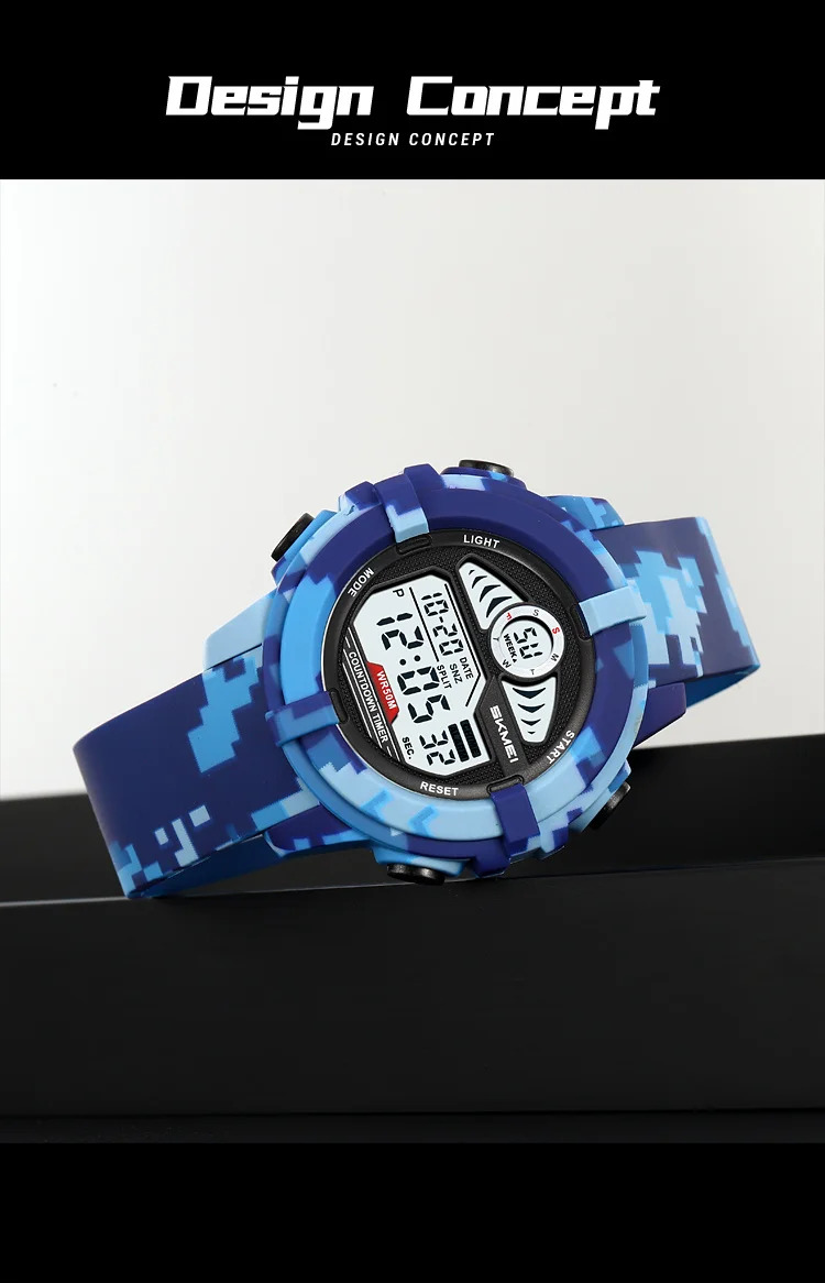 SKMEI Camouflage Chrono Digital Sport Electronic Watches For Men Women Fashion 5Bar Waterproof Stopwatch Wristwatch Reloj Hombre
