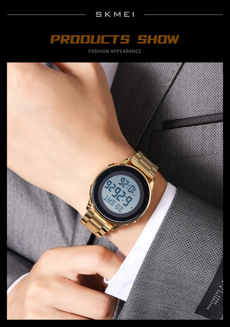 SKMEI Waterproof Sports Wristwatch Stainless Steel Digital Watch For Men Women Business World Time Electronic Watch Reloj Hombre