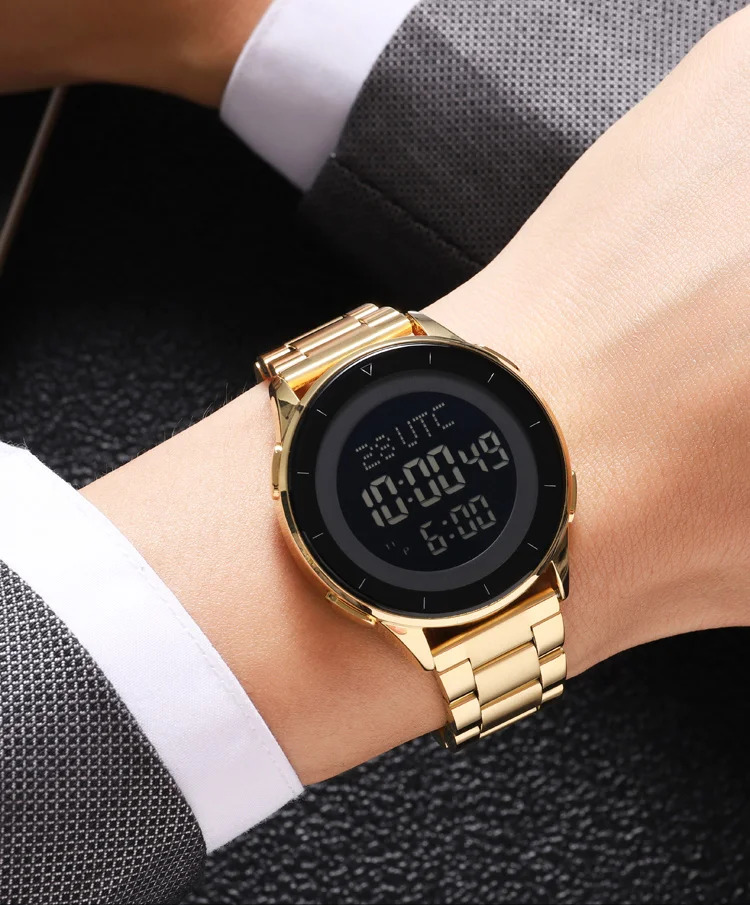 SKMEI Waterproof Sports Wristwatch Stainless Steel Digital Watch For Men Women Business World Time Electronic Watch Reloj Hombre