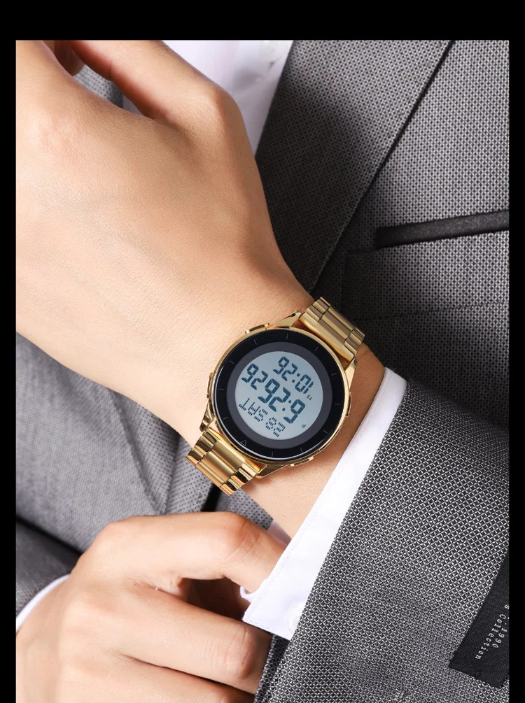 SKMEI Waterproof Sports Wristwatch Stainless Steel Digital Watch For Men Women Business World Time Electronic Watch Reloj Hombre