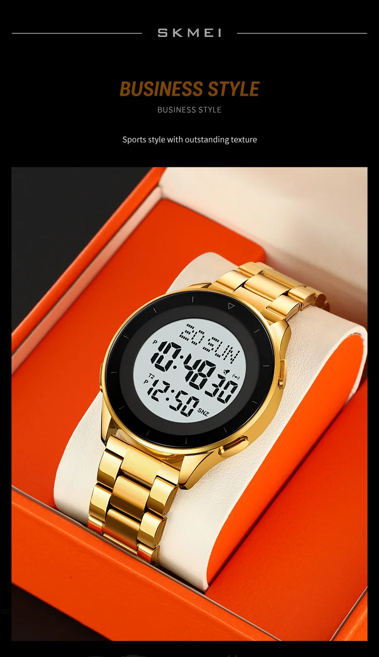 SKMEI Waterproof Sports Wristwatch Stainless Steel Digital Watch For Men Women Business World Time Electronic Watch Reloj Hombre