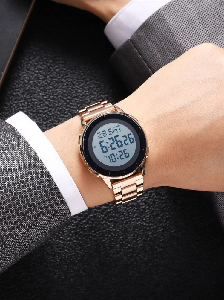 SKMEI Waterproof Sports Wristwatch Stainless Steel Digital Watch For Men Women Business World Time Electronic Watch Reloj Hombre