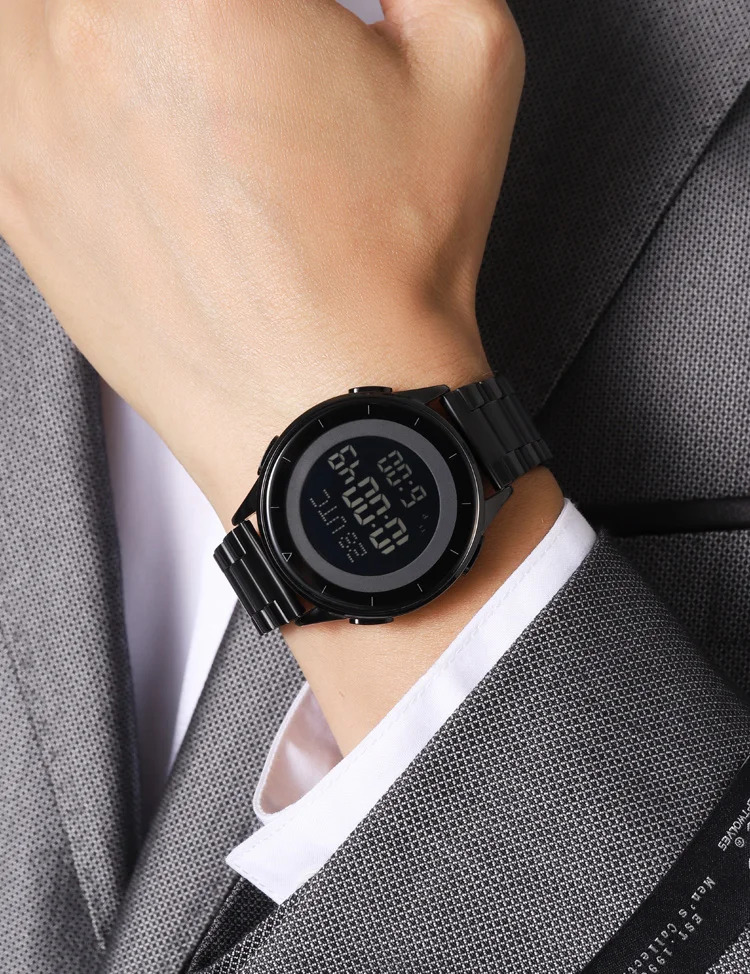 SKMEI Waterproof Sports Wristwatch Stainless Steel Digital Watch For Men Women Business World Time Electronic Watch Reloj Hombre