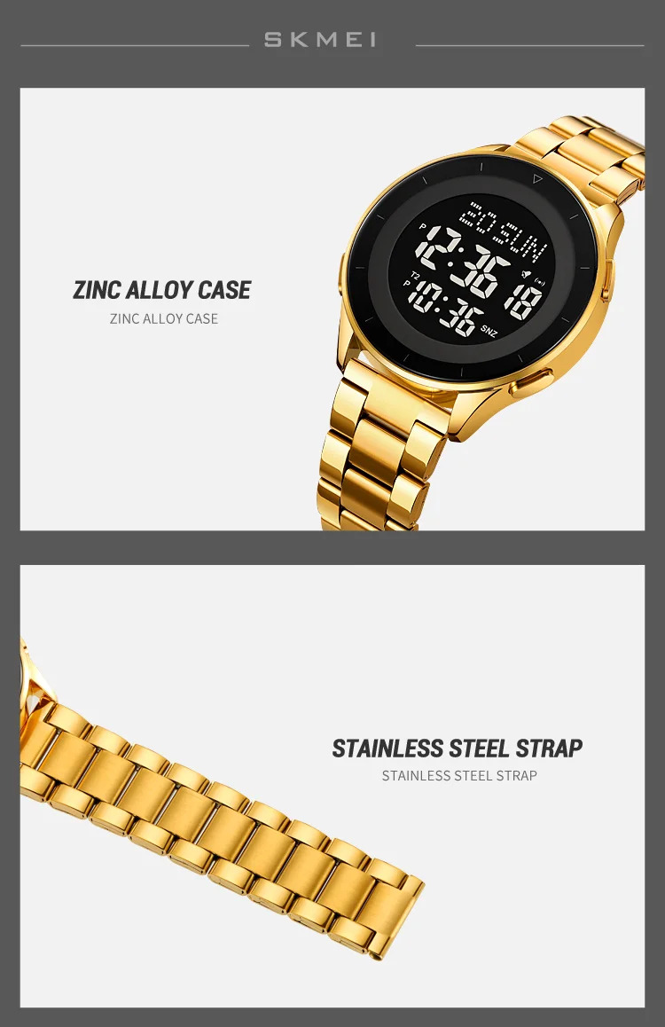 SKMEI Waterproof Sports Wristwatch Stainless Steel Digital Watch For Men Women Business World Time Electronic Watch Reloj Hombre