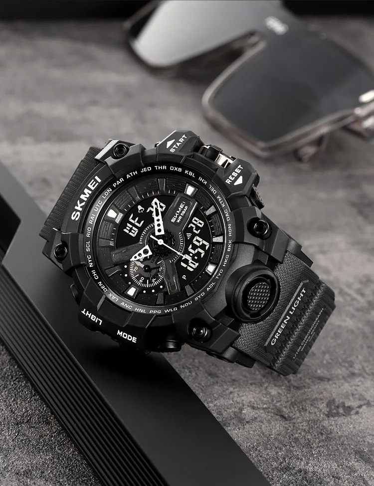 SKMEI Large Dial Double Display Digital Electronic Watch Outdoor Watches For Men Waterproof Quartz Wristwatch Relógios Masculino
