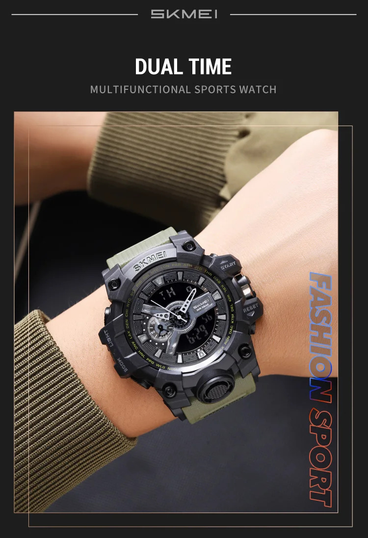 SKMEI Large Dial Double Display Digital Electronic Watch Outdoor Watches For Men Waterproof Quartz Wristwatch Relógios Masculino
