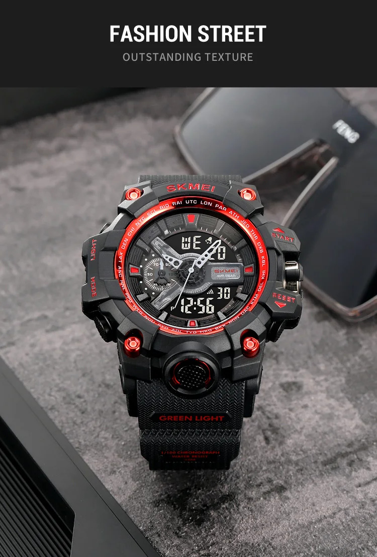 SKMEI Large Dial Double Display Digital Electronic Watch Outdoor Watches For Men Waterproof Quartz Wristwatch Relógios Masculino