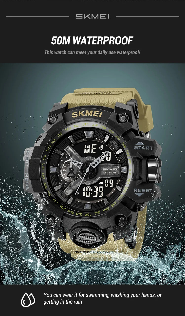 SKMEI Large Dial Double Display Digital Electronic Watch Outdoor Watches For Men Waterproof Quartz Wristwatch Relógios Masculino