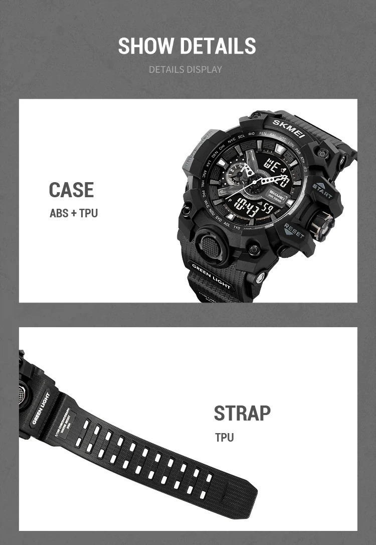 SKMEI Large Dial Double Display Digital Electronic Watch Outdoor Watches For Men Waterproof Quartz Wristwatch Relógios Masculino