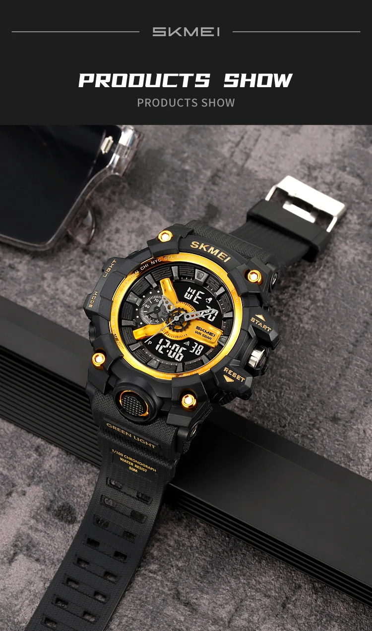 SKMEI Large Dial Double Display Digital Electronic Watch Outdoor Watches For Men Waterproof Quartz Wristwatch Relógios Masculino