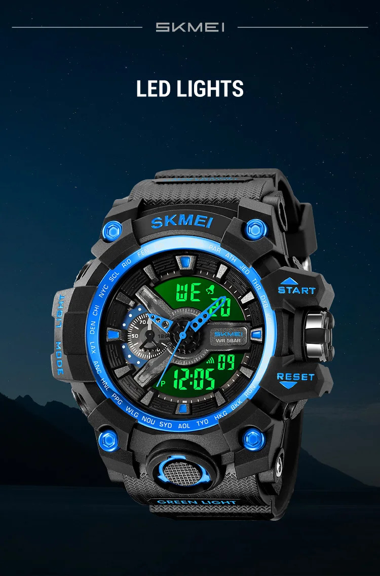 SKMEI Large Dial Double Display Digital Electronic Watch Outdoor Watches For Men Waterproof Quartz Wristwatch Relógios Masculino