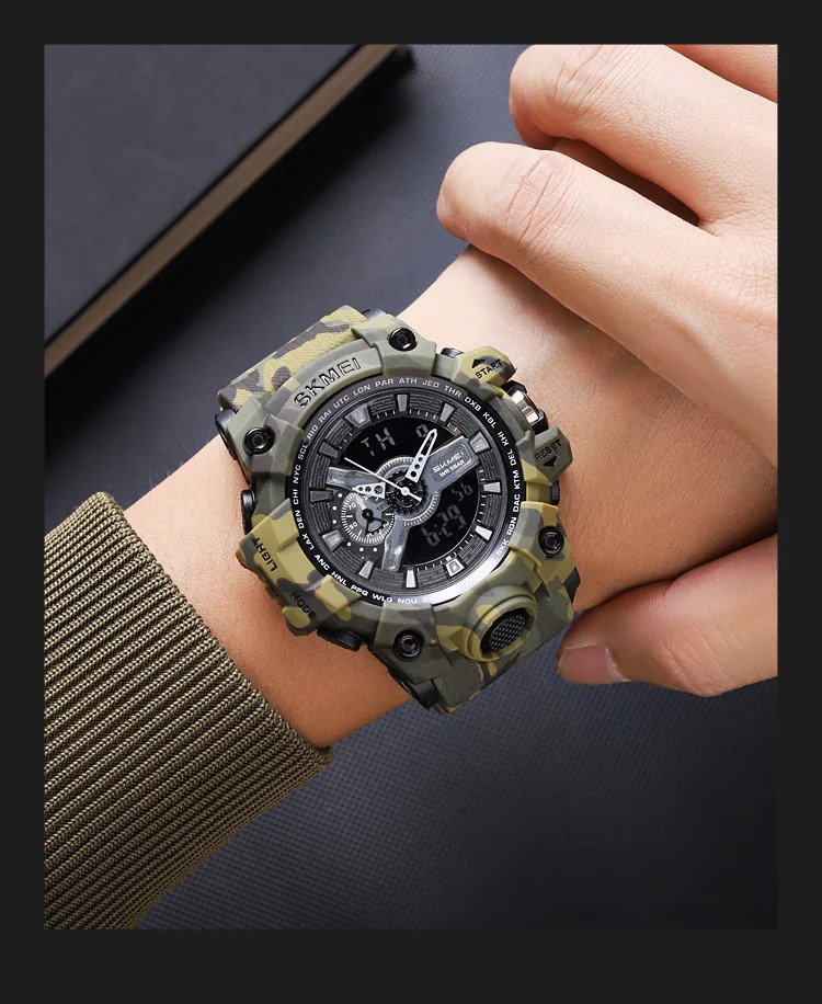 SKMEI Large Dial Double Display Digital Electronic Watch Outdoor Watches For Men Waterproof Quartz Wristwatch Relógios Masculino