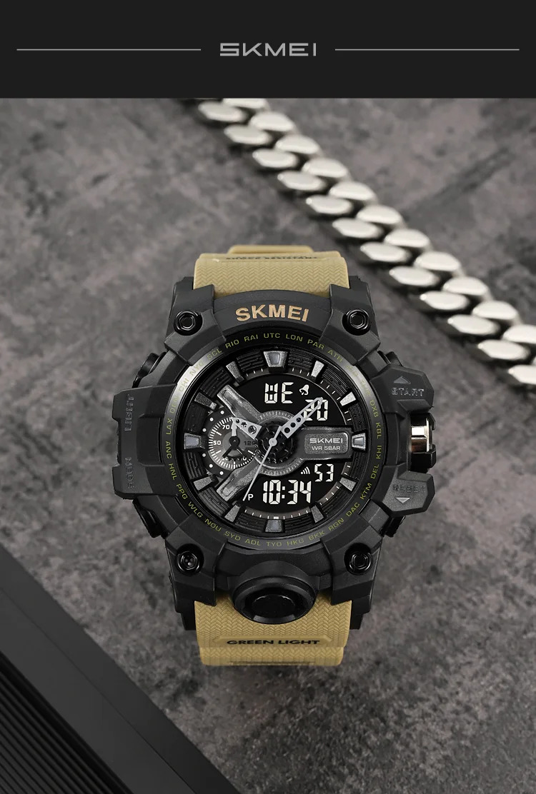 SKMEI Large Dial Double Display Digital Electronic Watch Outdoor Watches For Men Waterproof Quartz Wristwatch Relógios Masculino