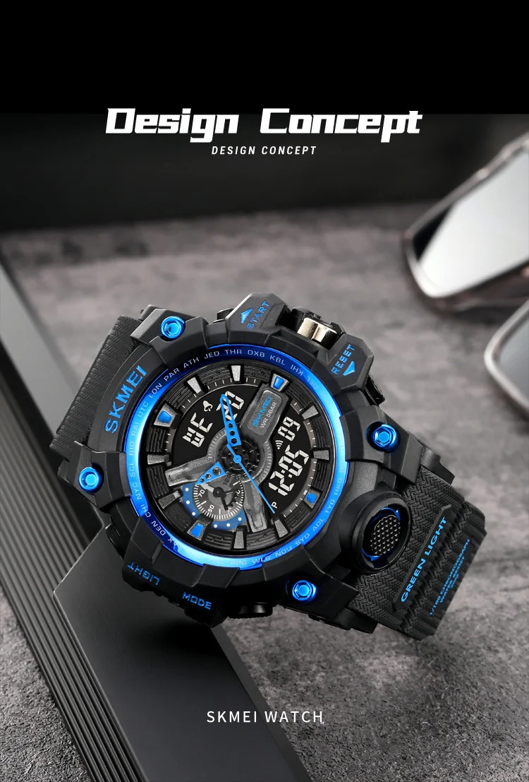 SKMEI Large Dial Double Display Digital Electronic Watch Outdoor Watches For Men Waterproof Quartz Wristwatch Relógios Masculino