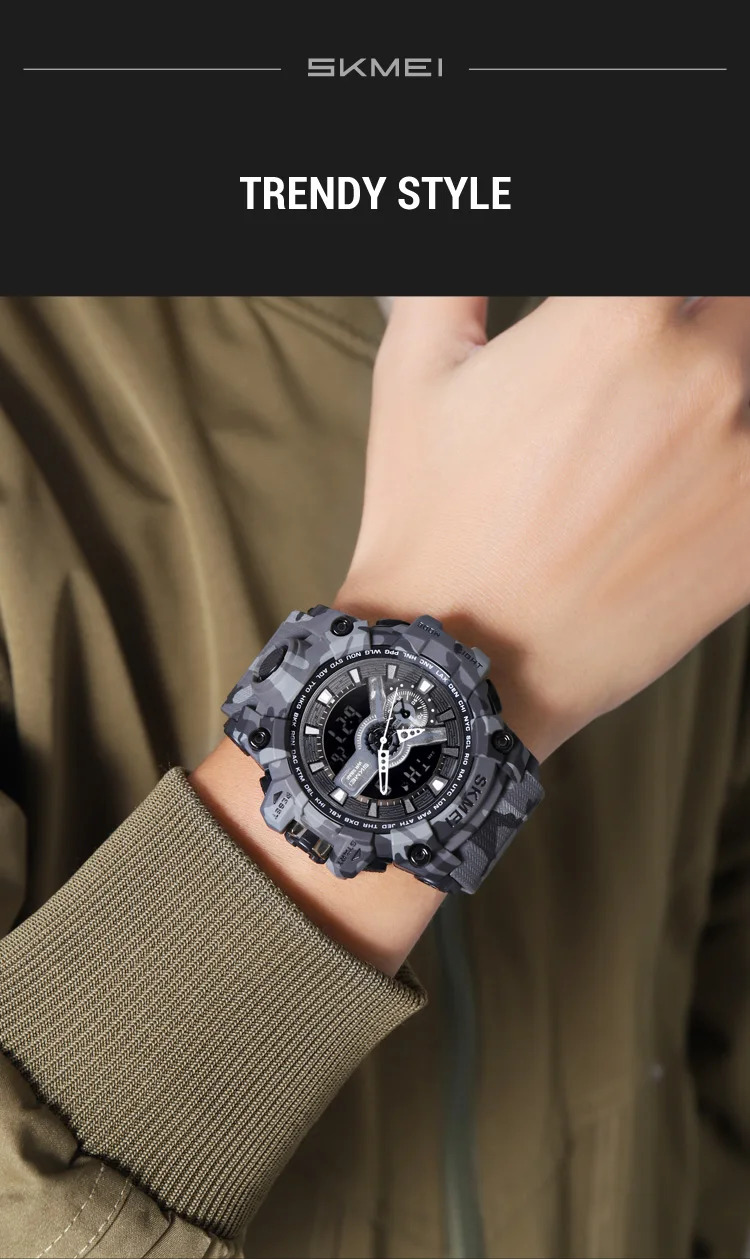 SKMEI Large Dial Double Display Digital Electronic Watch Outdoor Watches For Men Waterproof Quartz Wristwatch Relógios Masculino