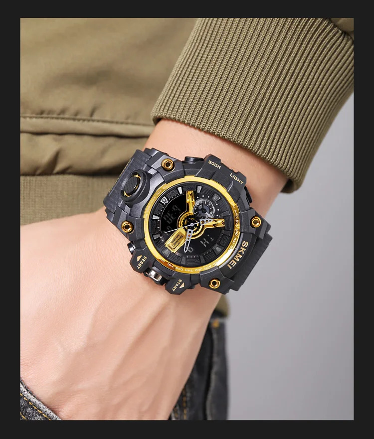 SKMEI Large Dial Double Display Digital Electronic Watch Outdoor Watches For Men Waterproof Quartz Wristwatch Relógios Masculino