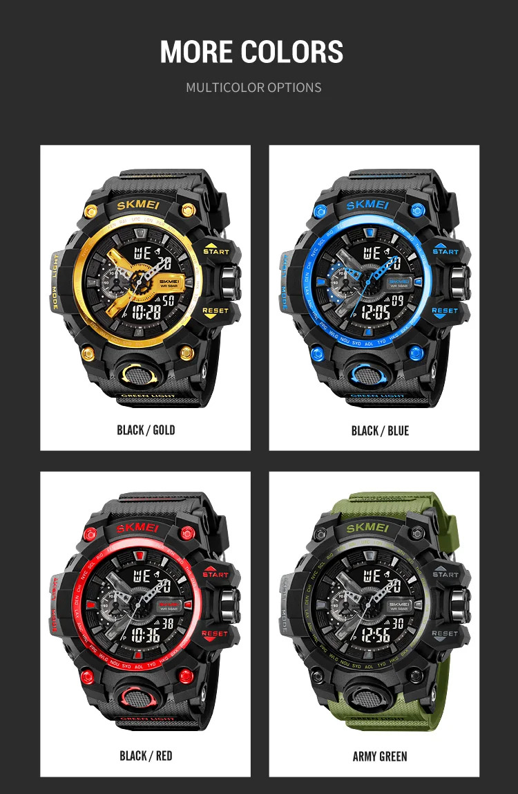 SKMEI Large Dial Double Display Digital Electronic Watch Outdoor Watches For Men Waterproof Quartz Wristwatch Relógios Masculino