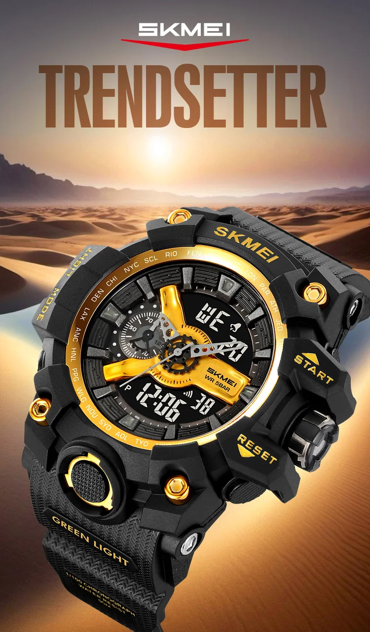 SKMEI Large Dial Double Display Digital Electronic Watch Outdoor Watches For Men Waterproof Quartz Wristwatch Relógios Masculino