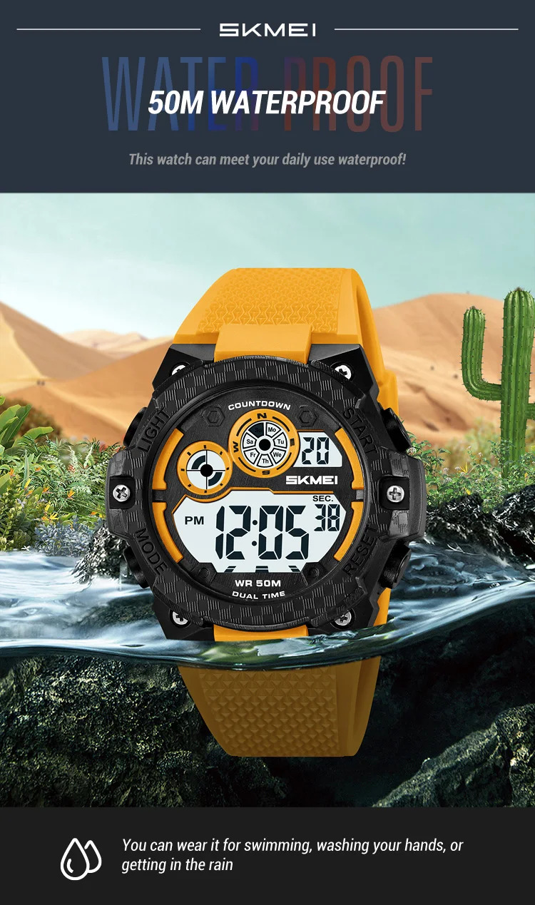 SKMEI Military Digital Sports Electronic Watches For Men Fashion 5Bar Waterproof Outdoor Stopwatch Clock Wristwatch Reloj Hombre