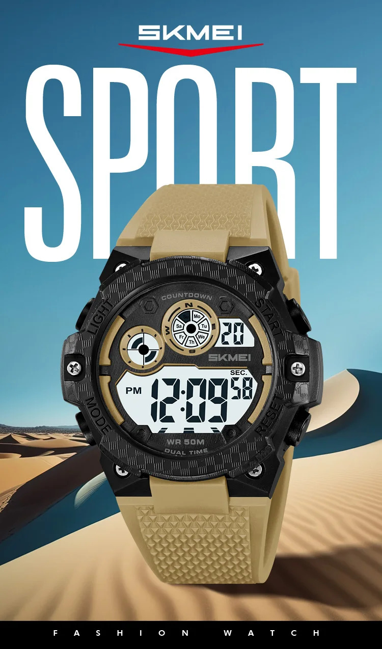 SKMEI Military Digital Sports Electronic Watches For Men Fashion 5Bar Waterproof Outdoor Stopwatch Clock Wristwatch Reloj Hombre