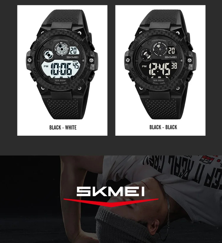 SKMEI Military Digital Sports Electronic Watches For Men Fashion 5Bar Waterproof Outdoor Stopwatch Clock Wristwatch Reloj Hombre