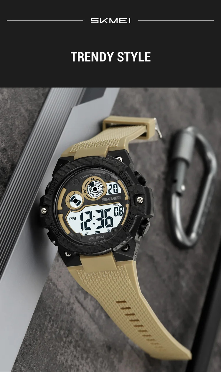 SKMEI Military Digital Sports Electronic Watches For Men Fashion 5Bar Waterproof Outdoor Stopwatch Clock Wristwatch Reloj Hombre