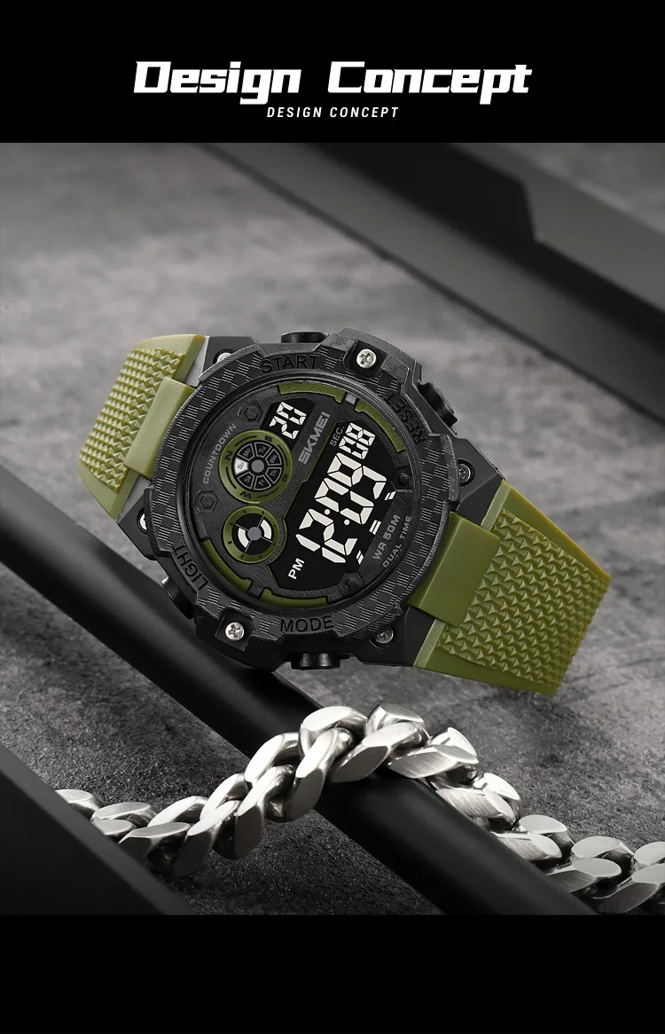 SKMEI Military Digital Sports Electronic Watches For Men Fashion 5Bar Waterproof Outdoor Stopwatch Clock Wristwatch Reloj Hombre