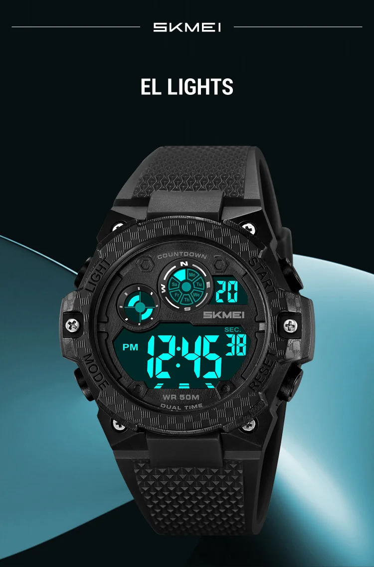 SKMEI Military Digital Sports Electronic Watches For Men Fashion 5Bar Waterproof Outdoor Stopwatch Clock Wristwatch Reloj Hombre