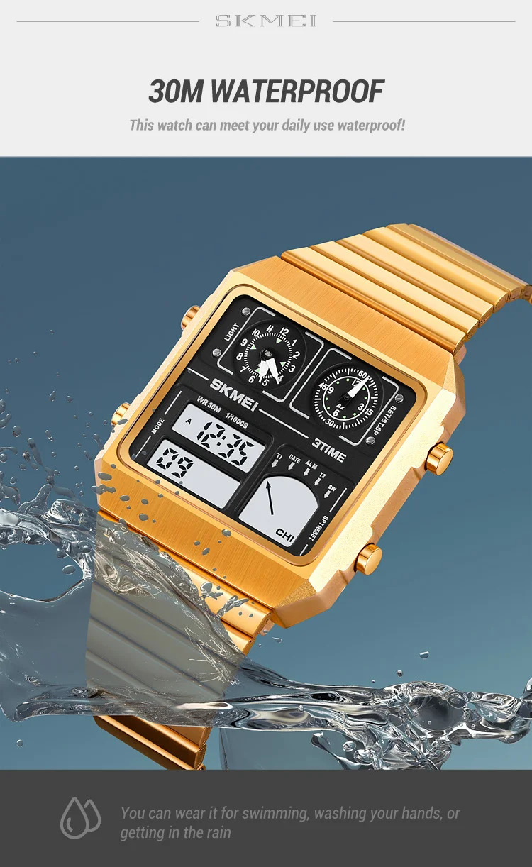 SKMEI Thermometer Digital Electronic Watches For Men Women Waterproof Leisure Sports Stainless Steel Wristwatches Reloj Hombre