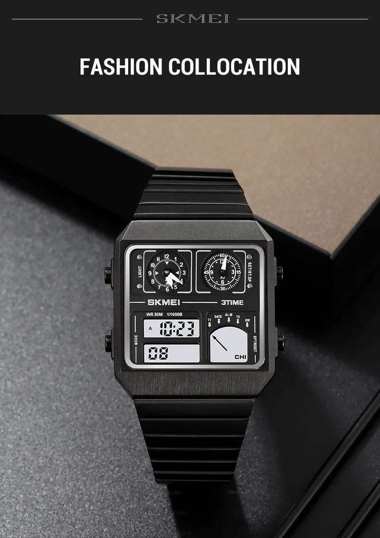 SKMEI Thermometer Digital Electronic Watches For Men Women Waterproof Leisure Sports Stainless Steel Wristwatches Reloj Hombre