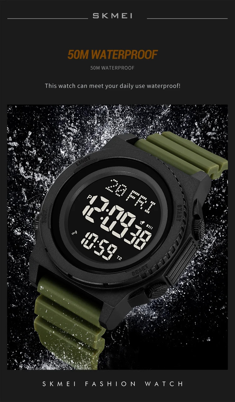 SKMEI Military Digital Sports Electronic Watches For Men Fashion Daylight Saving Time 5Bar Waterproof Wristwatches Reloj Hombre
