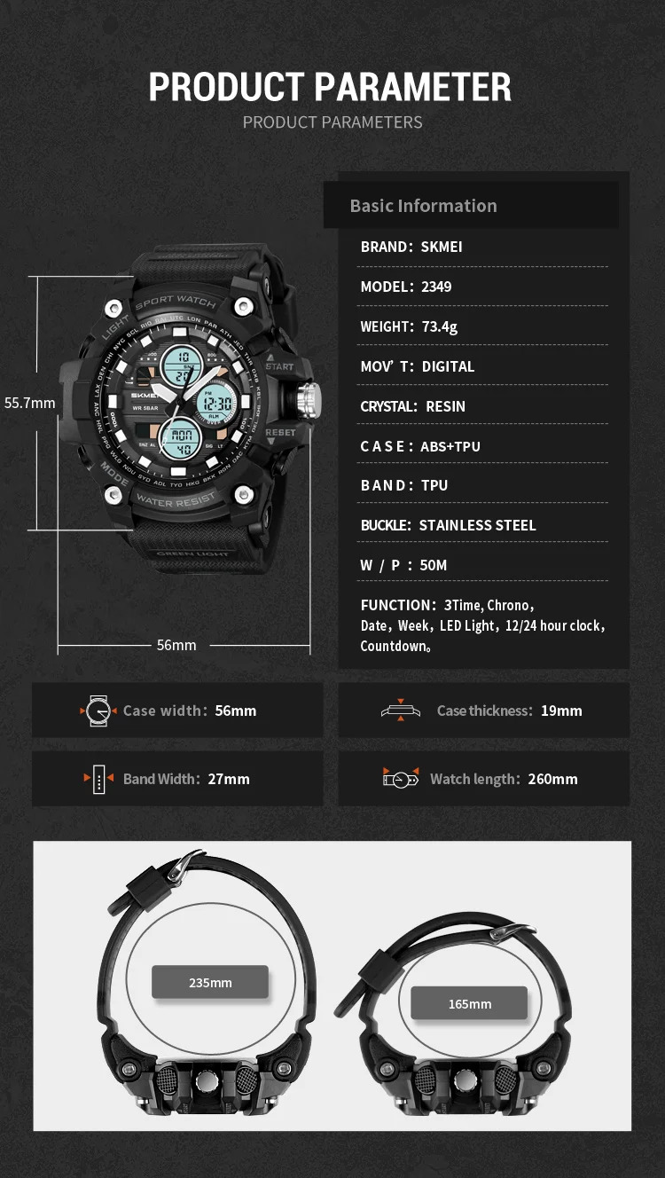 SKMEI Fashion Large Dial Digital Electronic Watch Outdoor Sports Watches For Men Waterproof Quartz Wristwatches Horloges Mannen