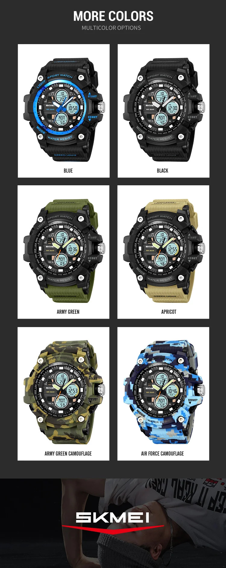 SKMEI Fashion Large Dial Digital Electronic Watch Outdoor Sports Watches For Men Waterproof Quartz Wristwatches Horloges Mannen