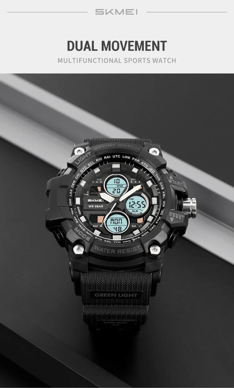 SKMEI Fashion Large Dial Digital Electronic Watch Outdoor Sports Watches For Men Waterproof Quartz Wristwatches Horloges Mannen