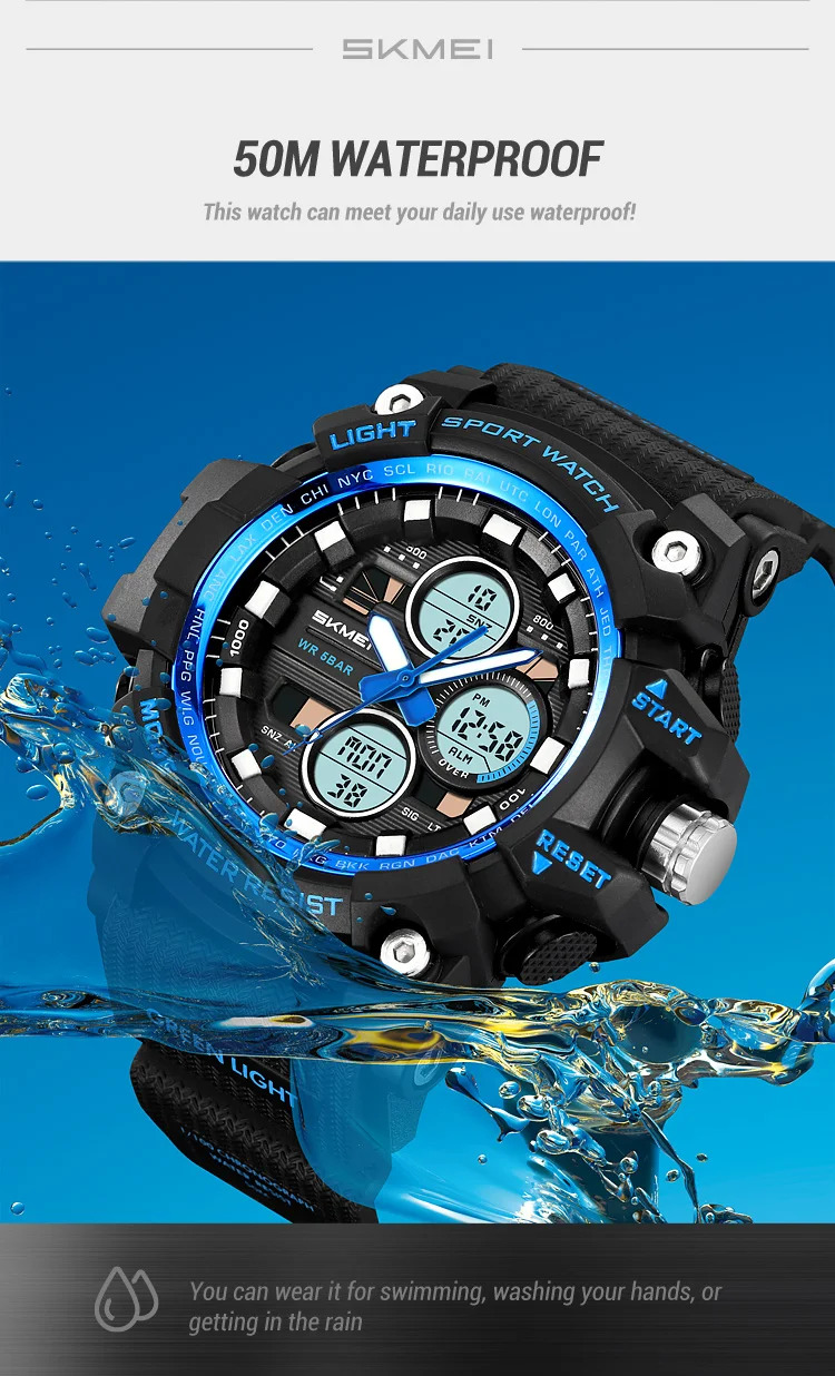 SKMEI Fashion Large Dial Digital Electronic Watch Outdoor Sports Watches For Men Waterproof Quartz Wristwatches Horloges Mannen