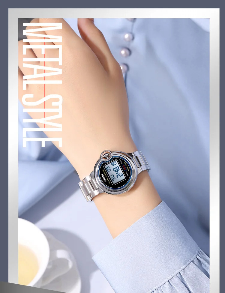 SKMEI Digital Stainless Steel Wristwatch For Women Top Brands Luxury Watch Waterproof Sport Ladies Electronics Watch Reloj Mujer